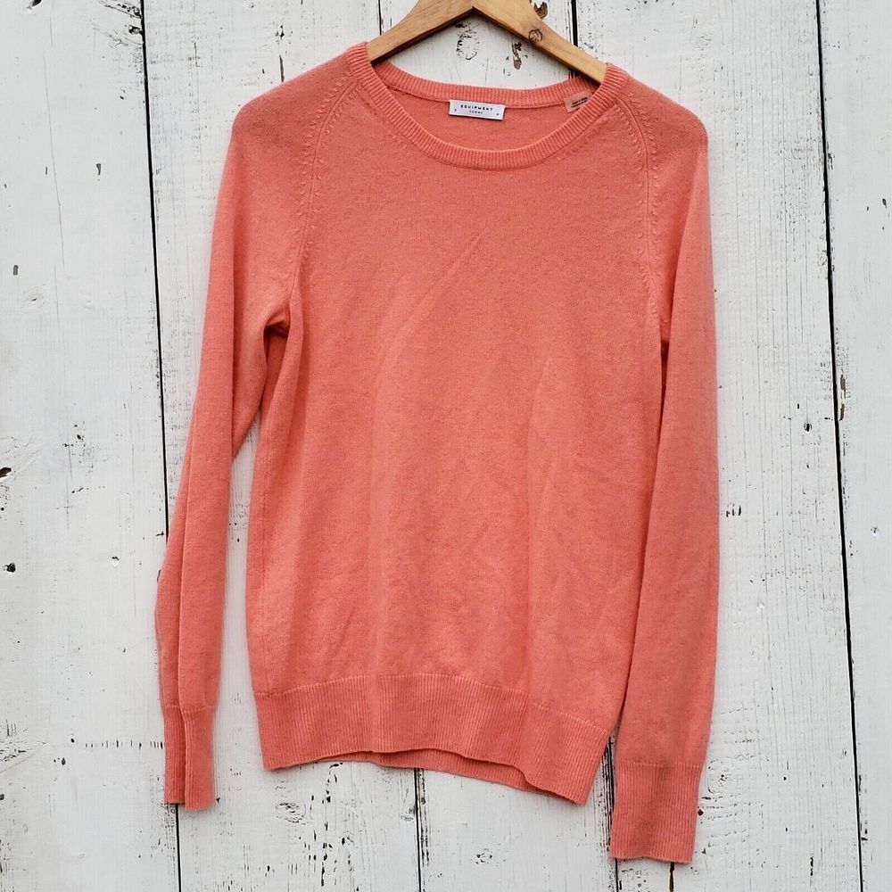 Equipment Salmon Pink Peach Women Sz S 100% Cashmere Knit Sweater Scoop Neck NEW